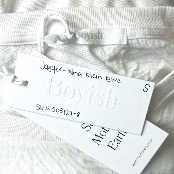 NWT BOYISH X NINA KLEIN Minimalist Graphic Art Print Short Sleeve Crewneck Tee S - Picture 6 of 8